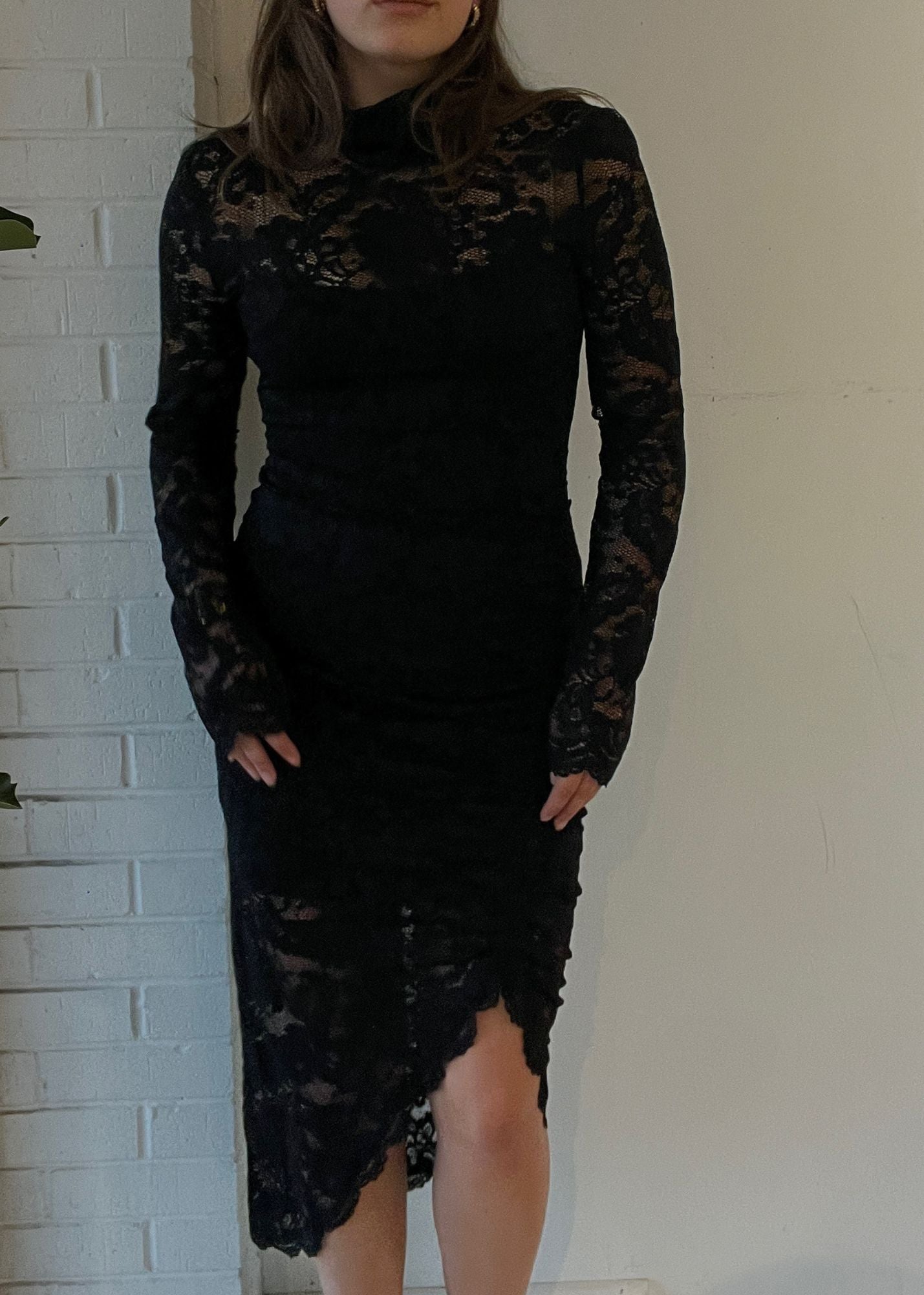 chinese dress ladies Aliyah Lace Butterfly Sleeve Midi Dress - Ebony main image 0