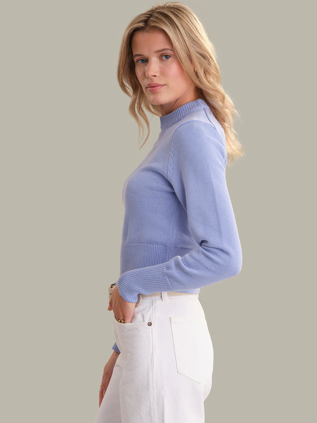 Adeline Cropped Cotton Sweater - Clothes Horse