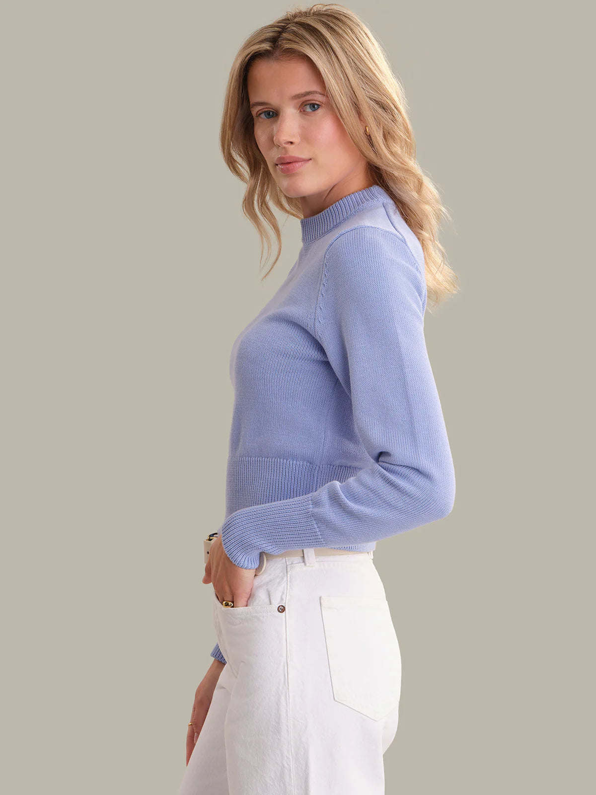 Adeline Cropped Cotton Sweater - Clothes Horse