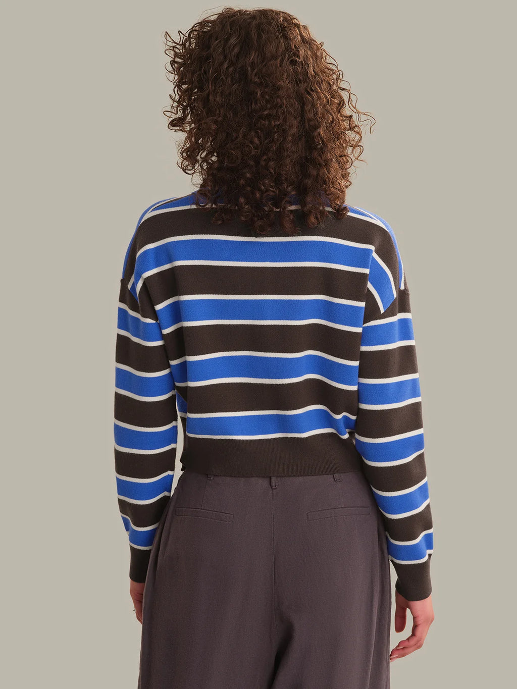 Vera Double Johnny Collar Rugby Stripe Pullover