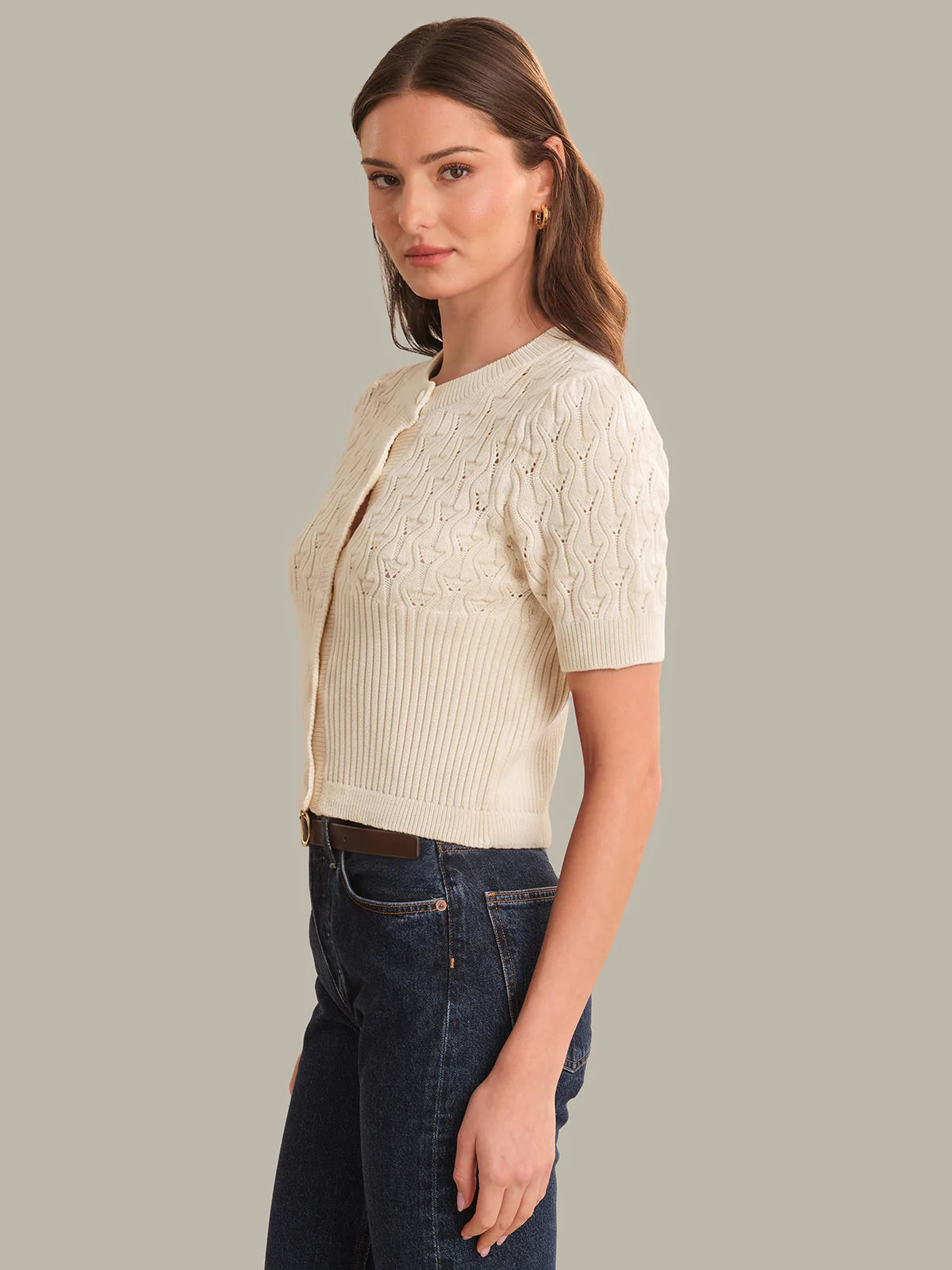 Bobble Knit Cotton Cardigan