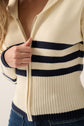Striped Oversized Flap Collar Sweater Jacket