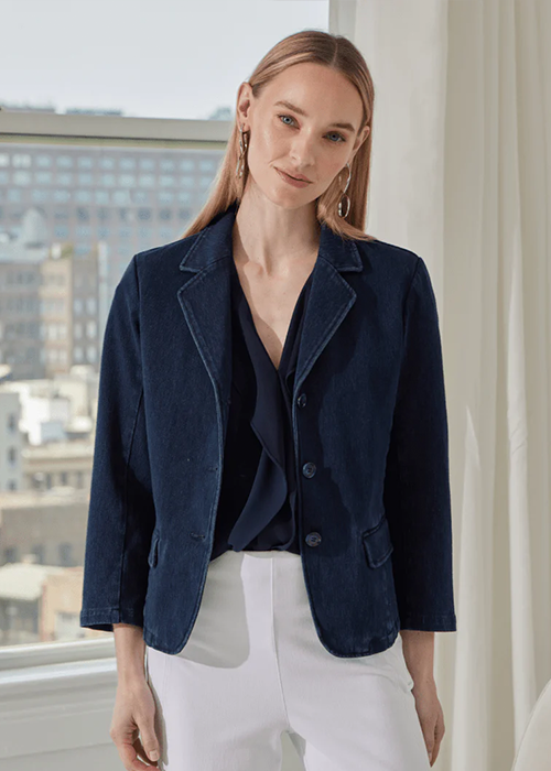 Della Denim Cropped Blazer