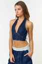 Stretch Denim Halter Top