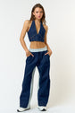 Stretch Denim Halter Top