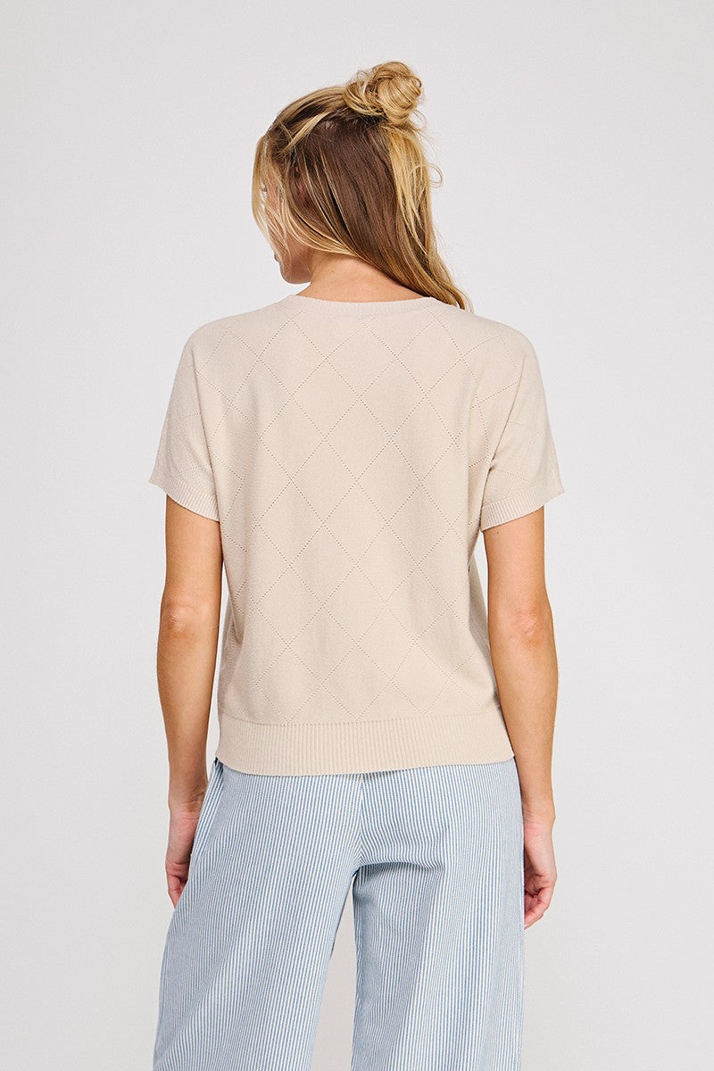 Short Sleeve Diamond Pointelle Top