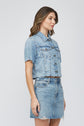 Short Sleeve Cropped Denim Jacket