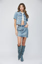 Short Sleeve Cropped Denim Jacket