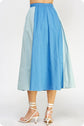 Color Block Linen Skirt