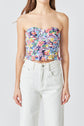 Floral Ruched Strapless Top