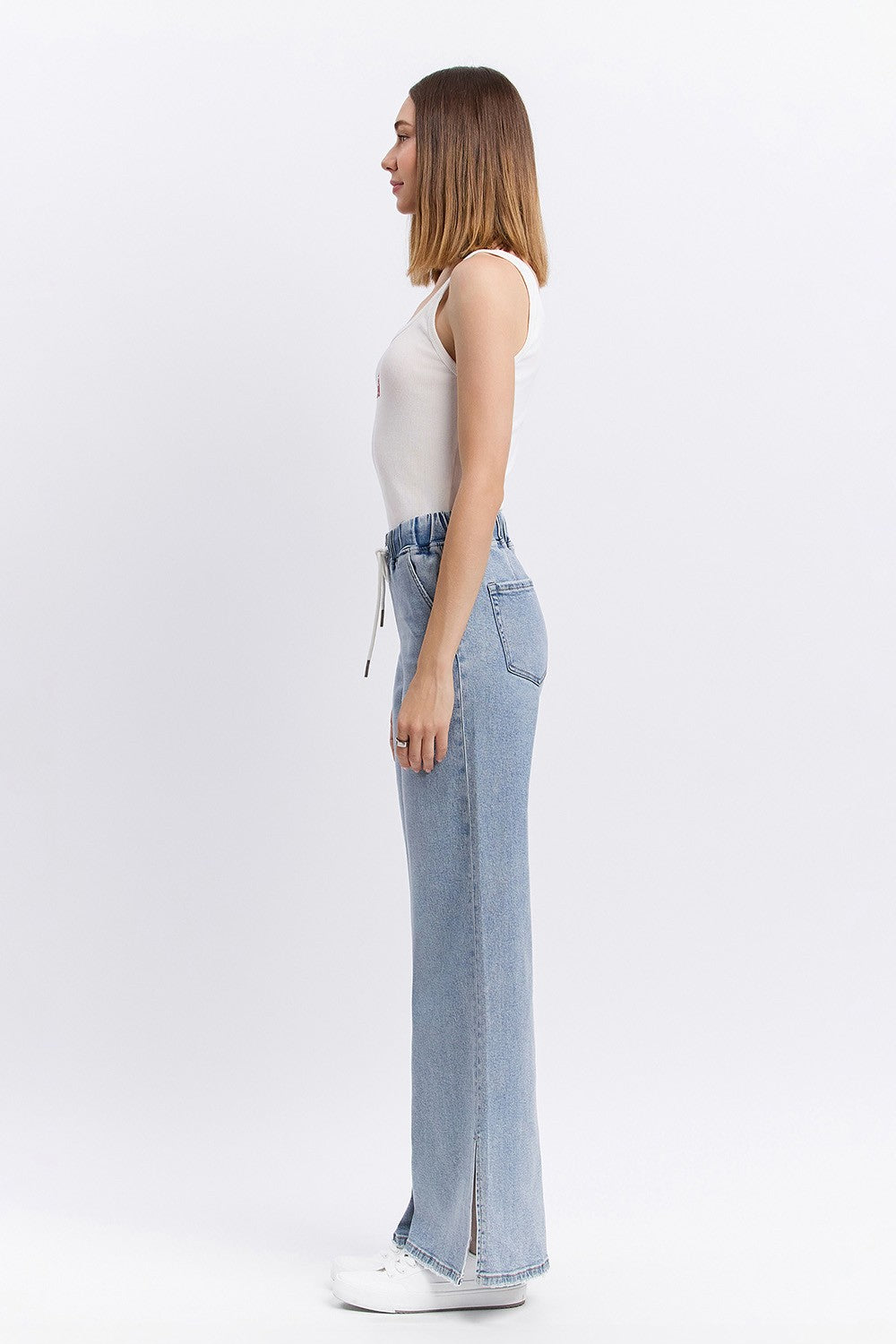 High Rise Drawstring Knit Jean
