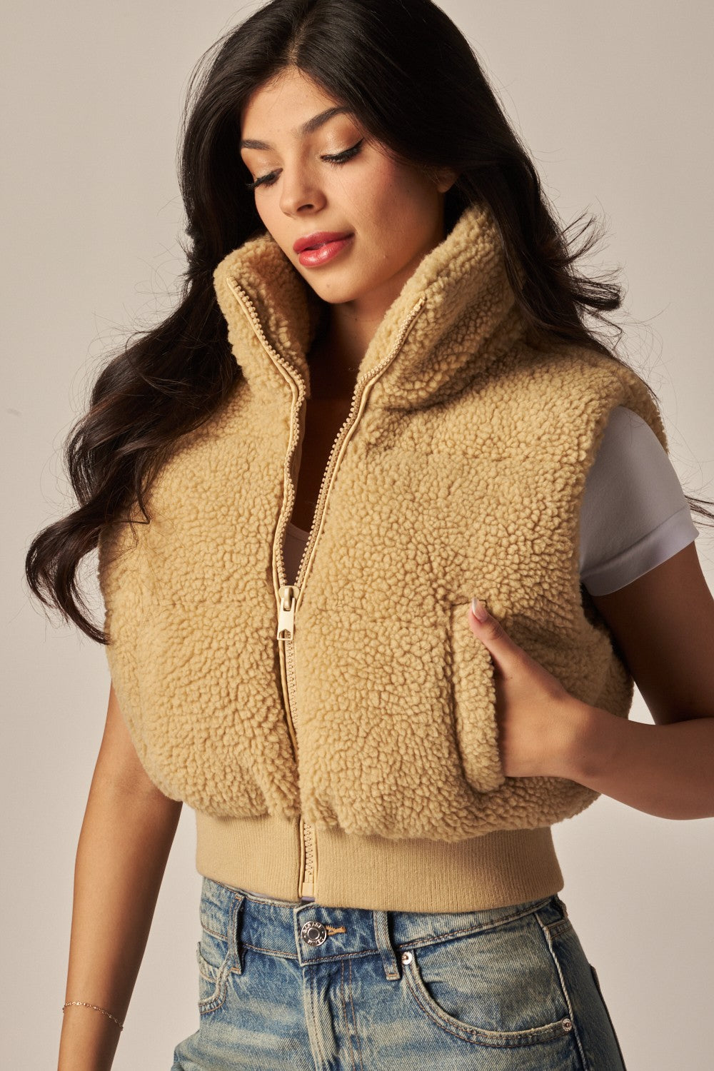 Teddy Mini Sherpa Puffer Vest