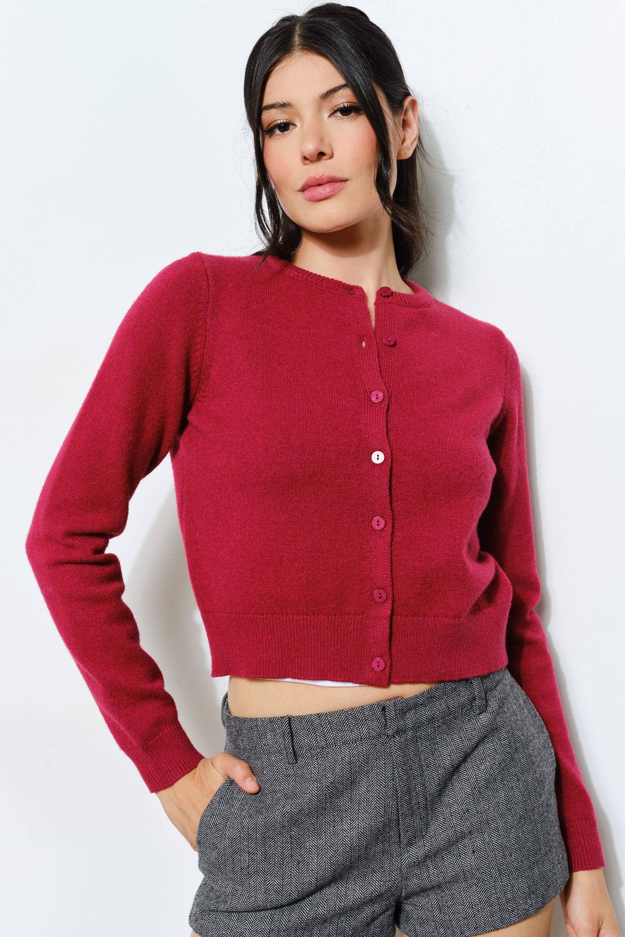 Amelia Knit Cardigan- Burgundy