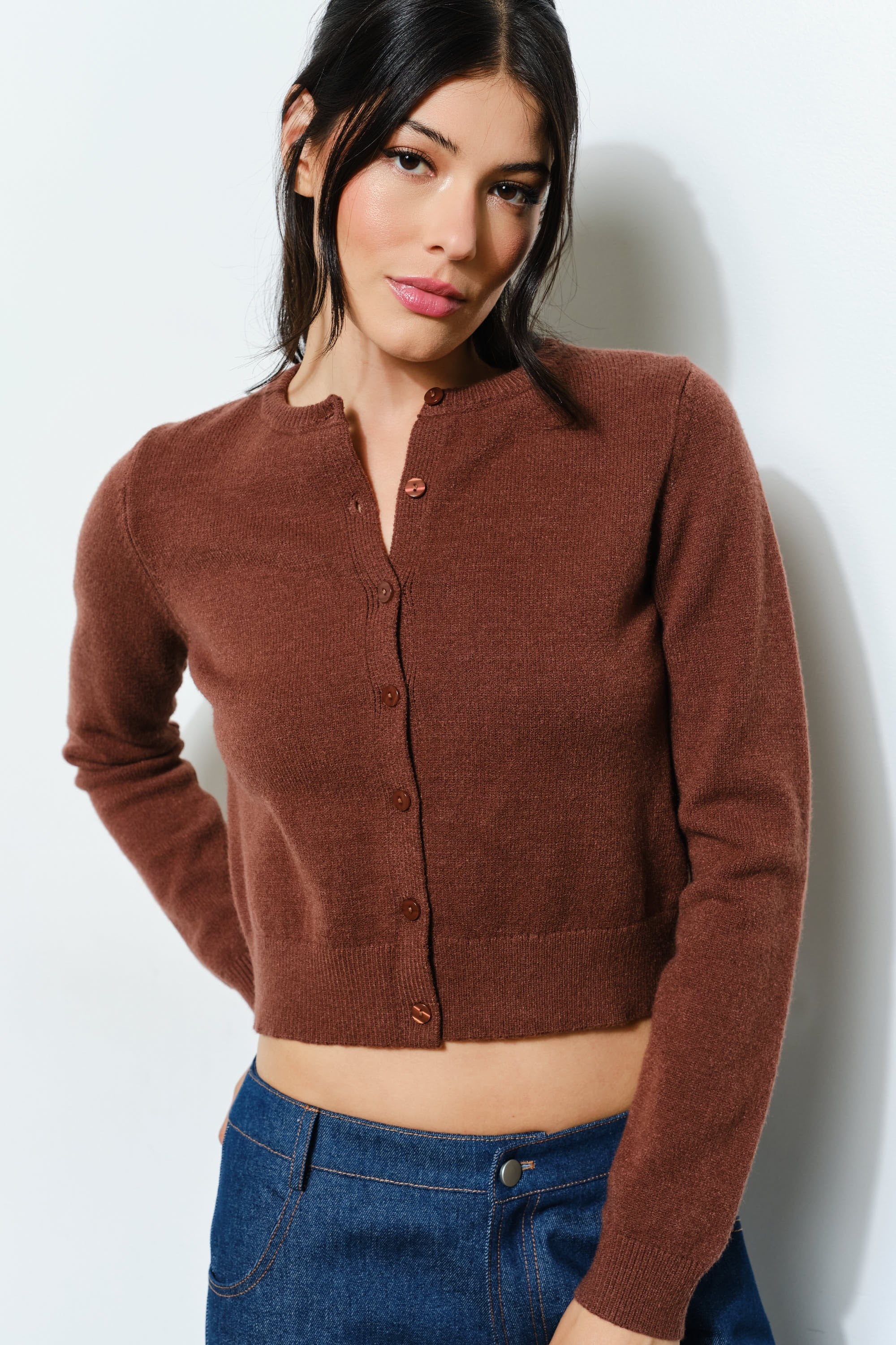 Amelia Knit Cardigan- Brown