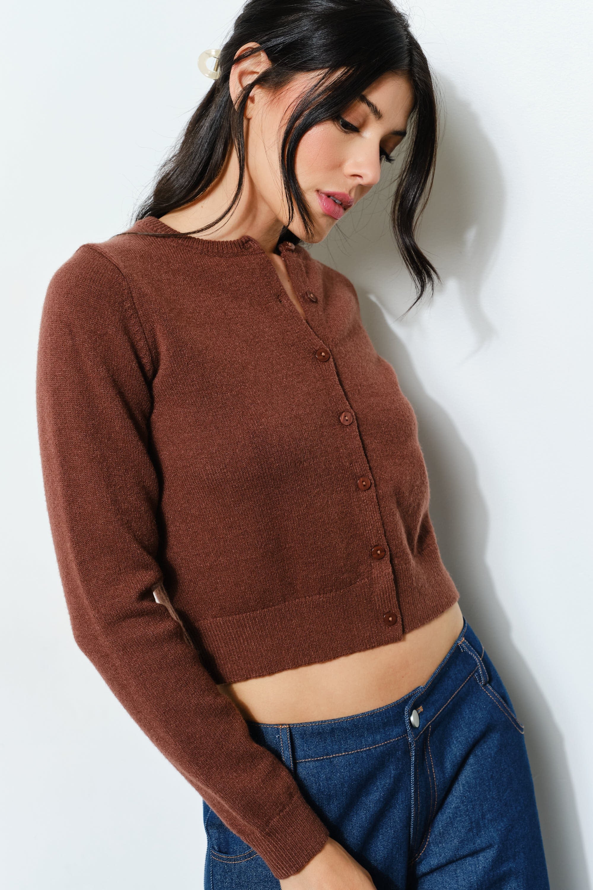 Amelia Knit Cardigan- Brown