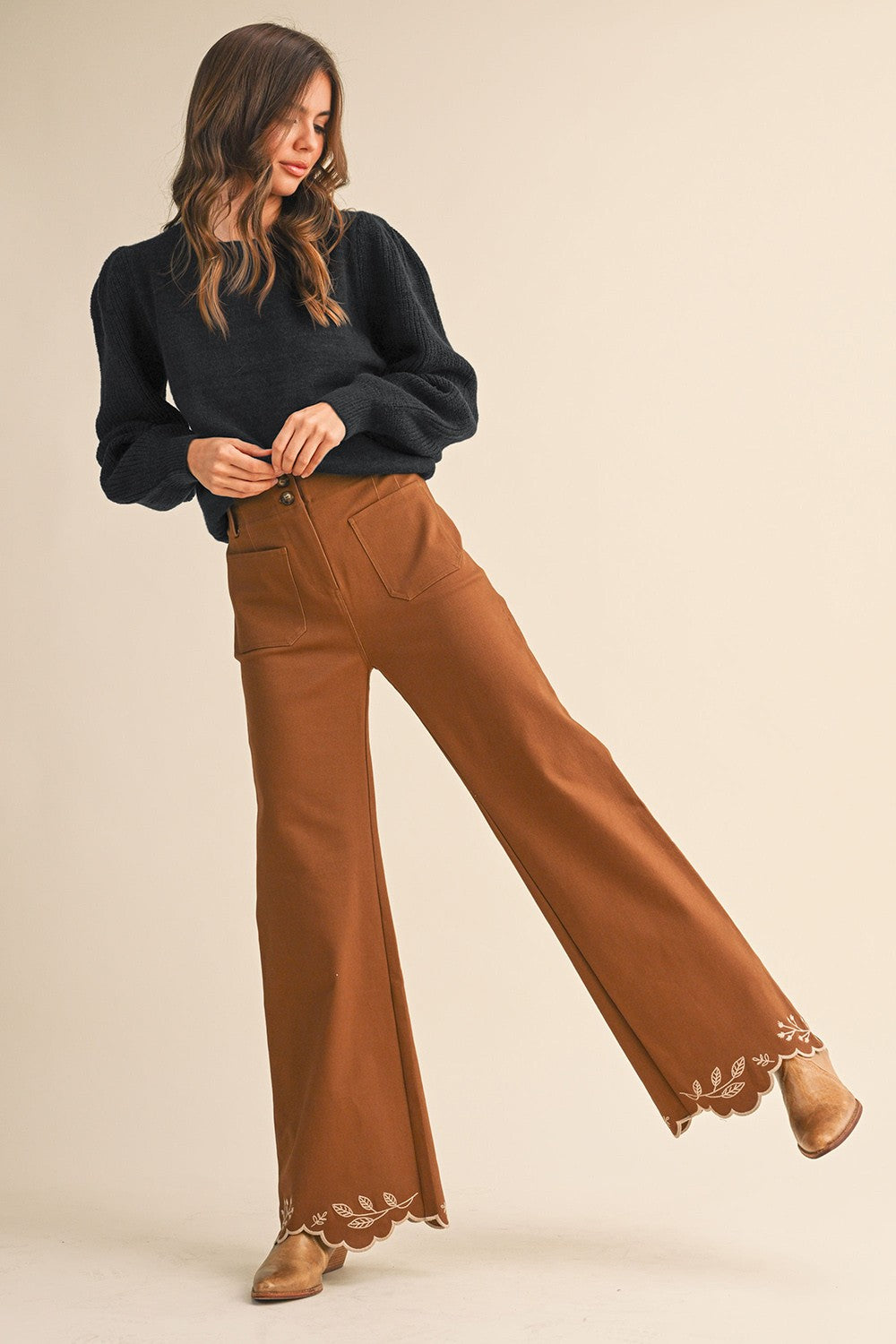 Palmer Puff Sleeve Sweater- Black