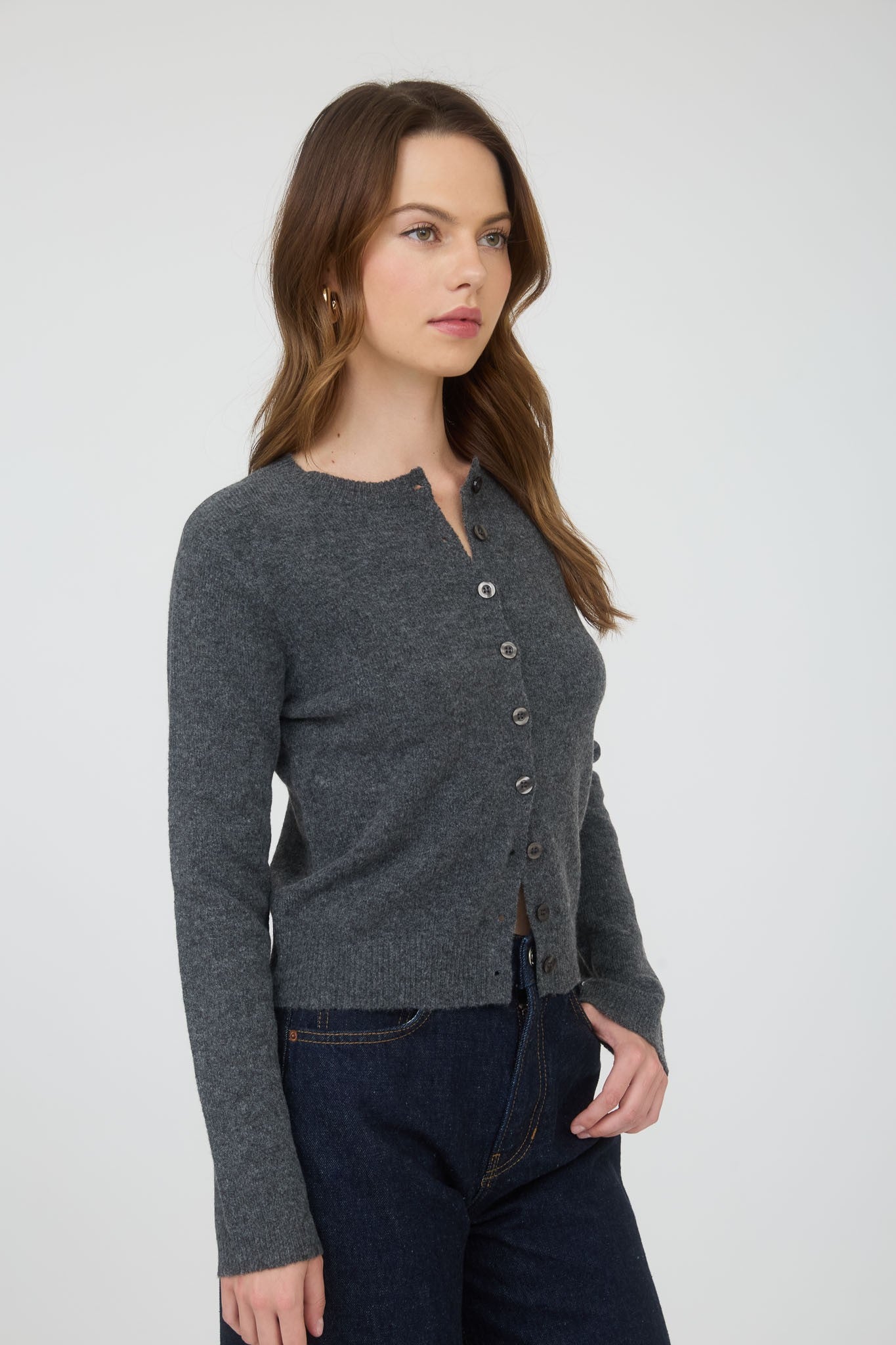 Emma Sweater Cardigan- Charcoal
