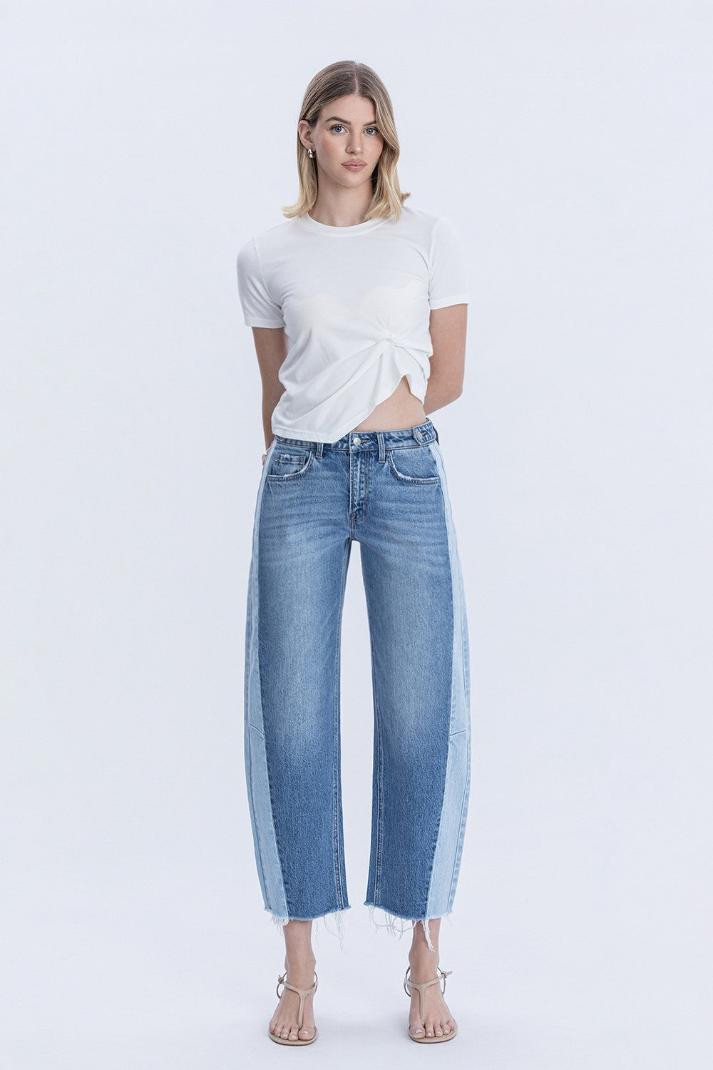 Two Tone Barrel Jean