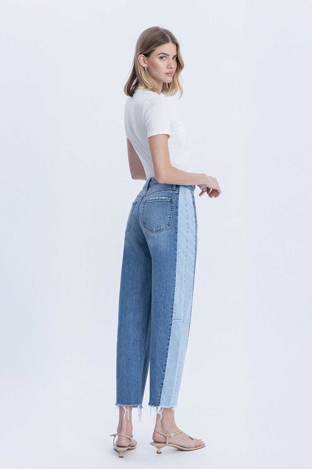 Two Tone Barrel Jean