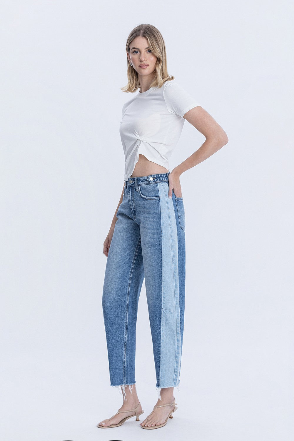 Two Tone Barrel Jean