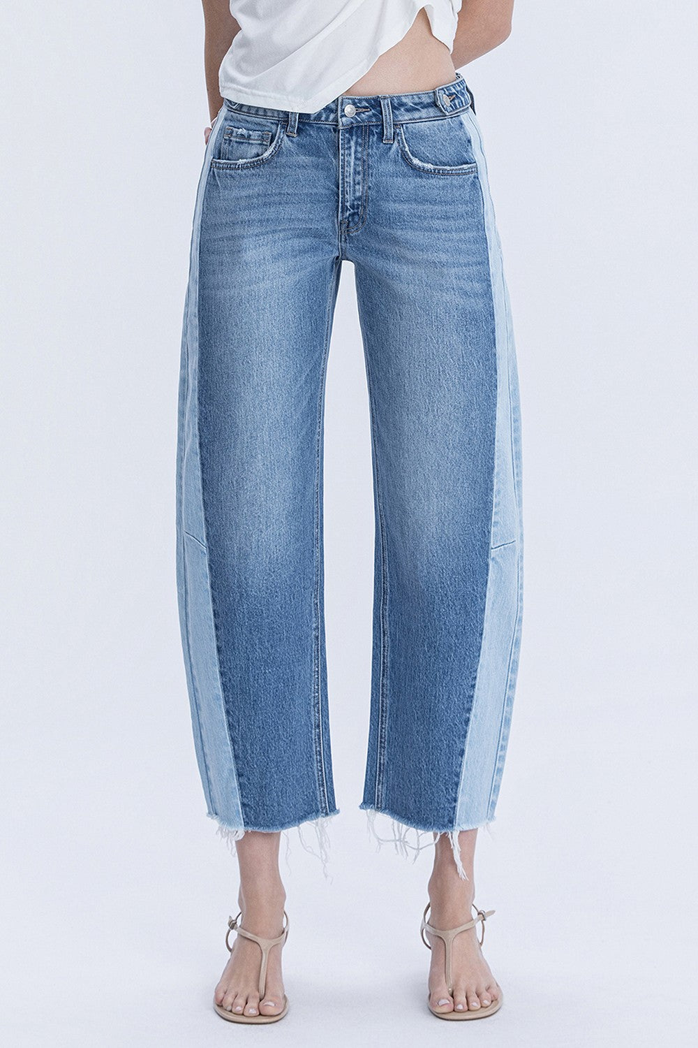Two Tone Barrel Jean
