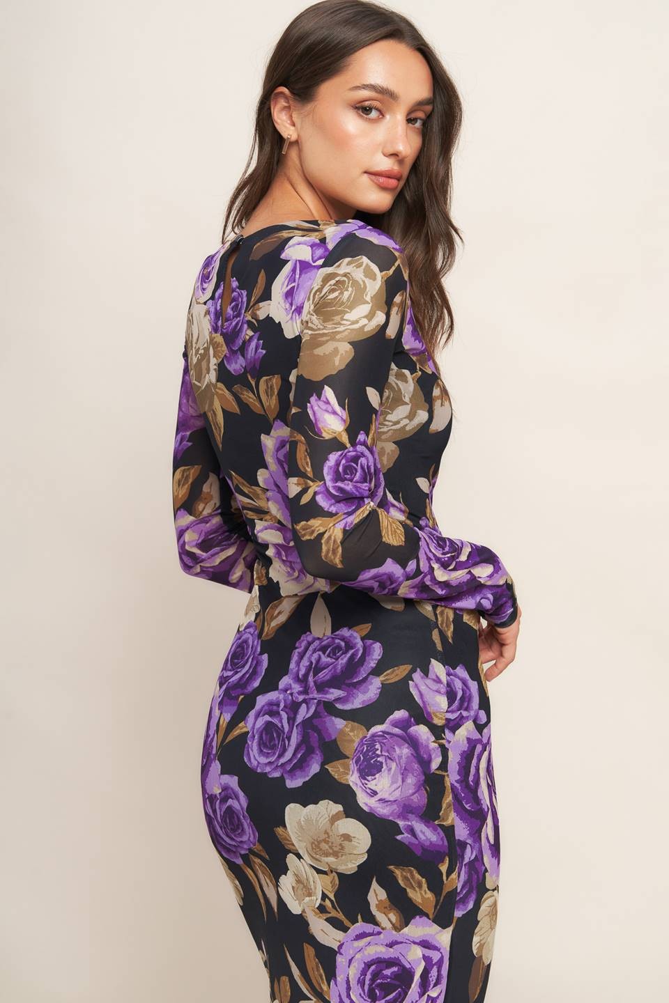 Elsie Floral Mesh Midi Dress