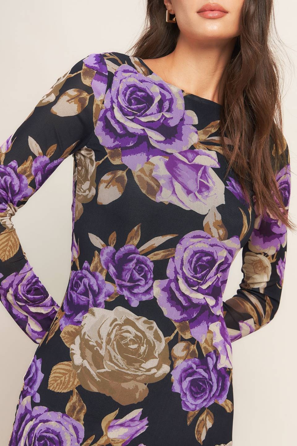 Elsie Floral Mesh Midi Dress