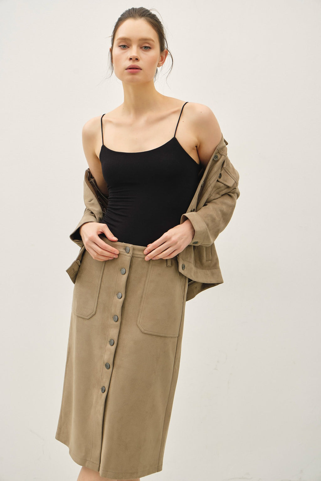 Julieta Suede Midi Skirt