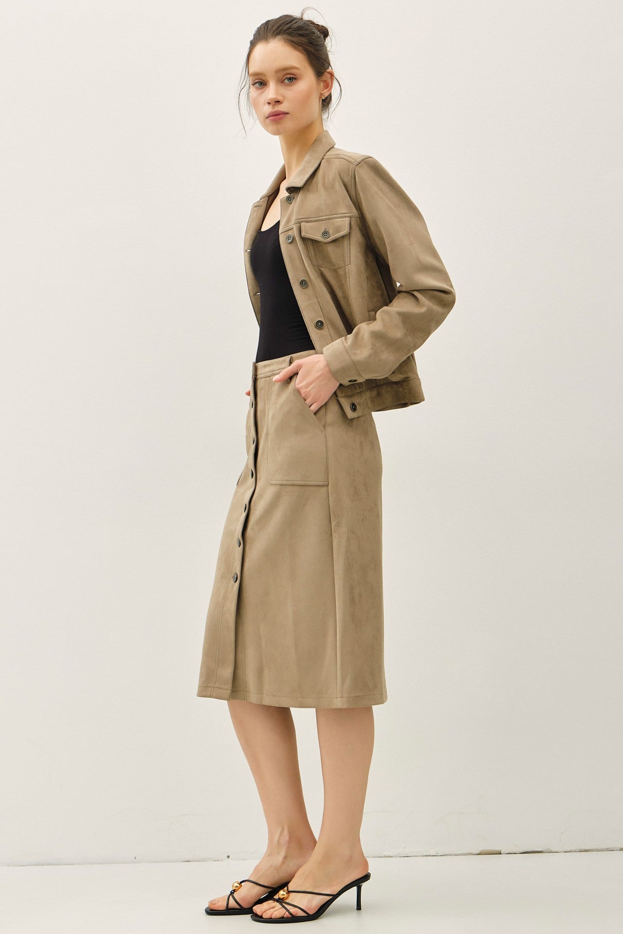 Julieta Suede Midi Skirt