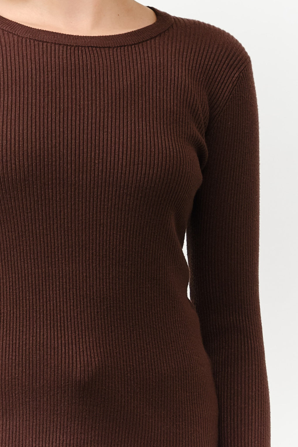 Alani Ribbed Crewneck Sweater- Brown