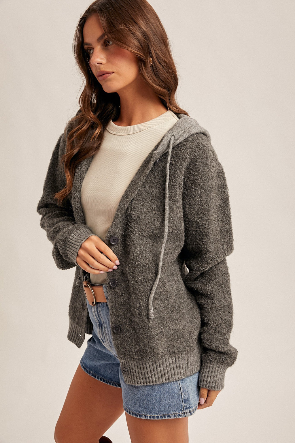Button Down Hooded Sweater