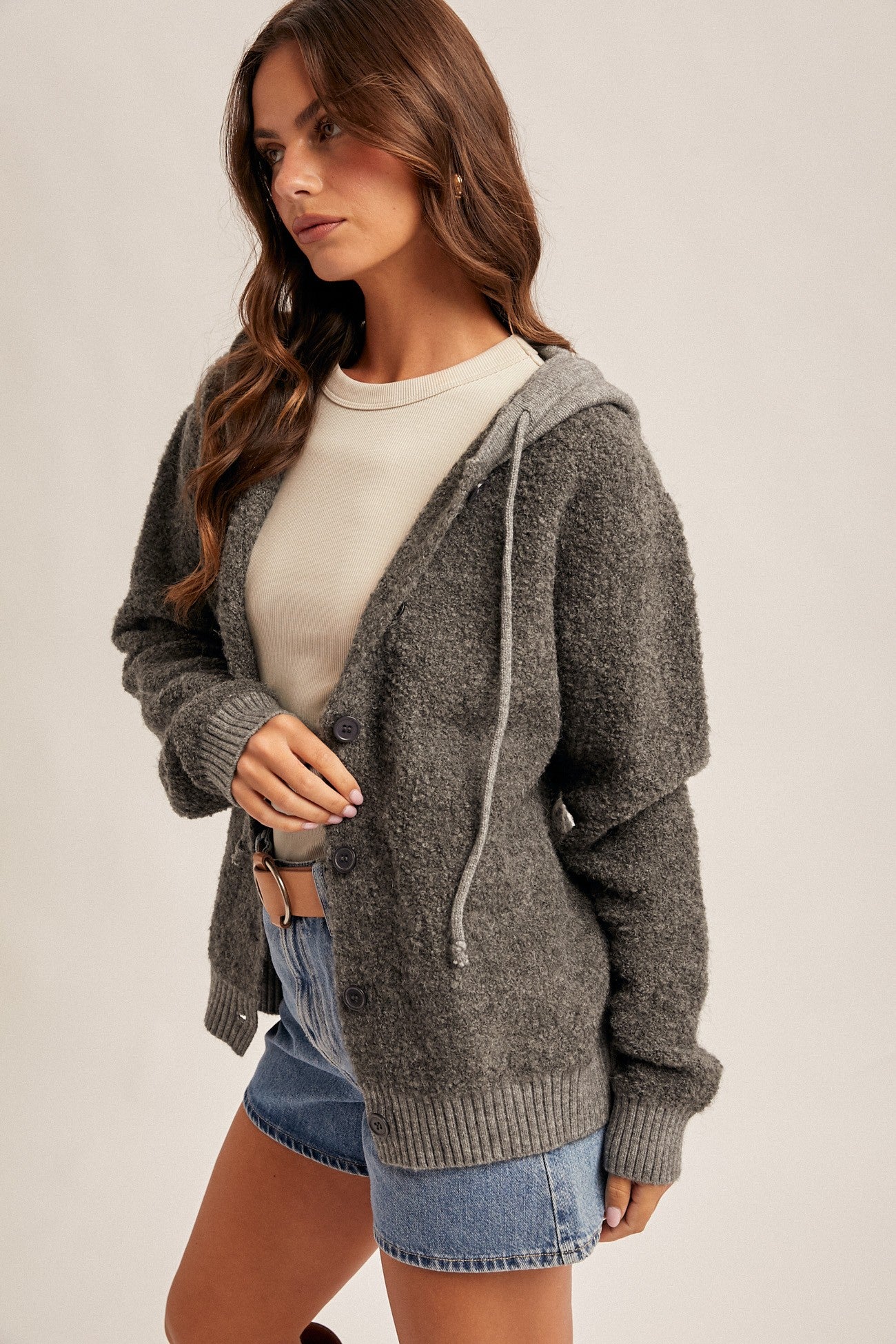 Button Down Hooded Sweater