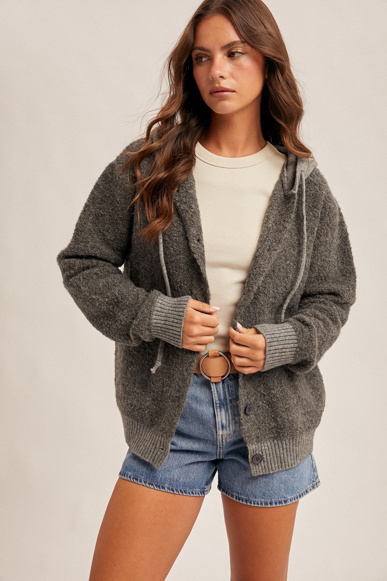 Button Down Hooded Sweater