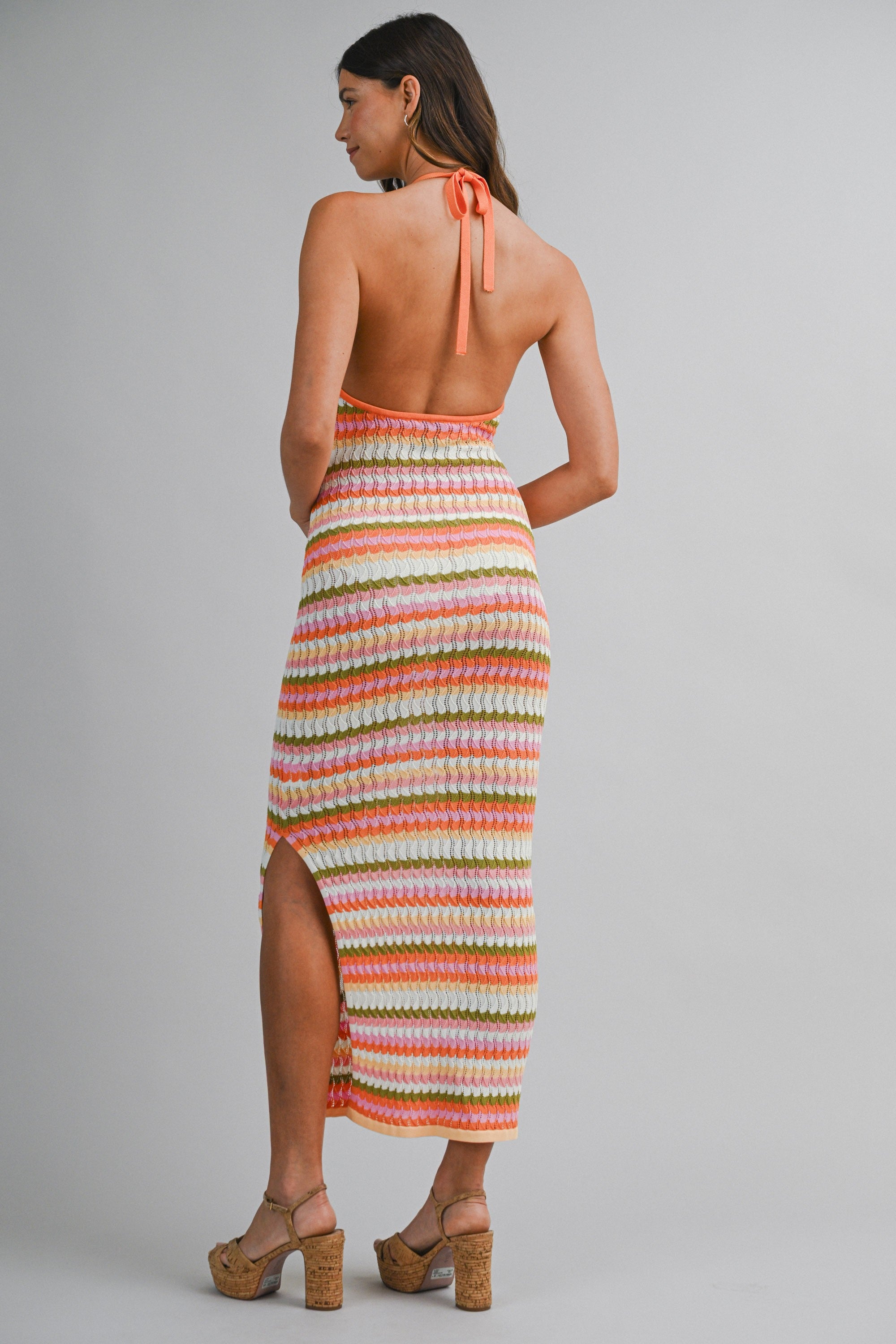 Multi Wave Halter Dress