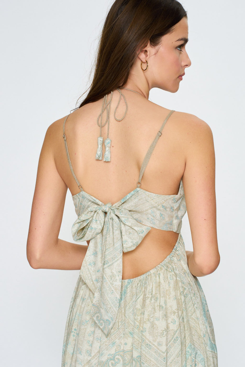 Paisley Cutout Tiered Maxi Dress