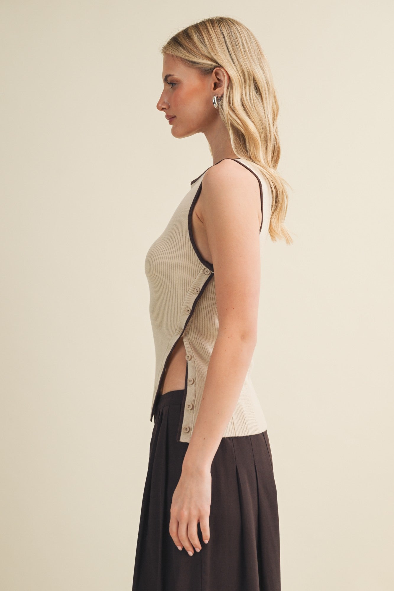 Slit Side Button Down Tank