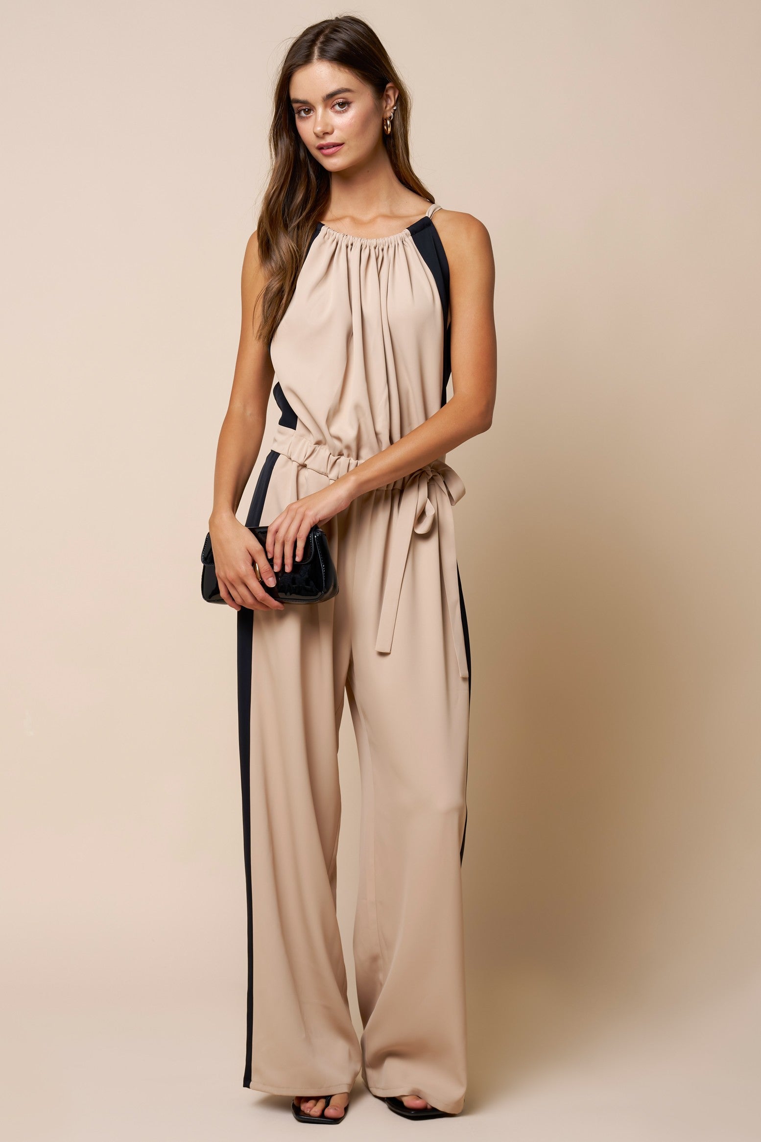 Tie Waist Wide Leg Jumpsuit