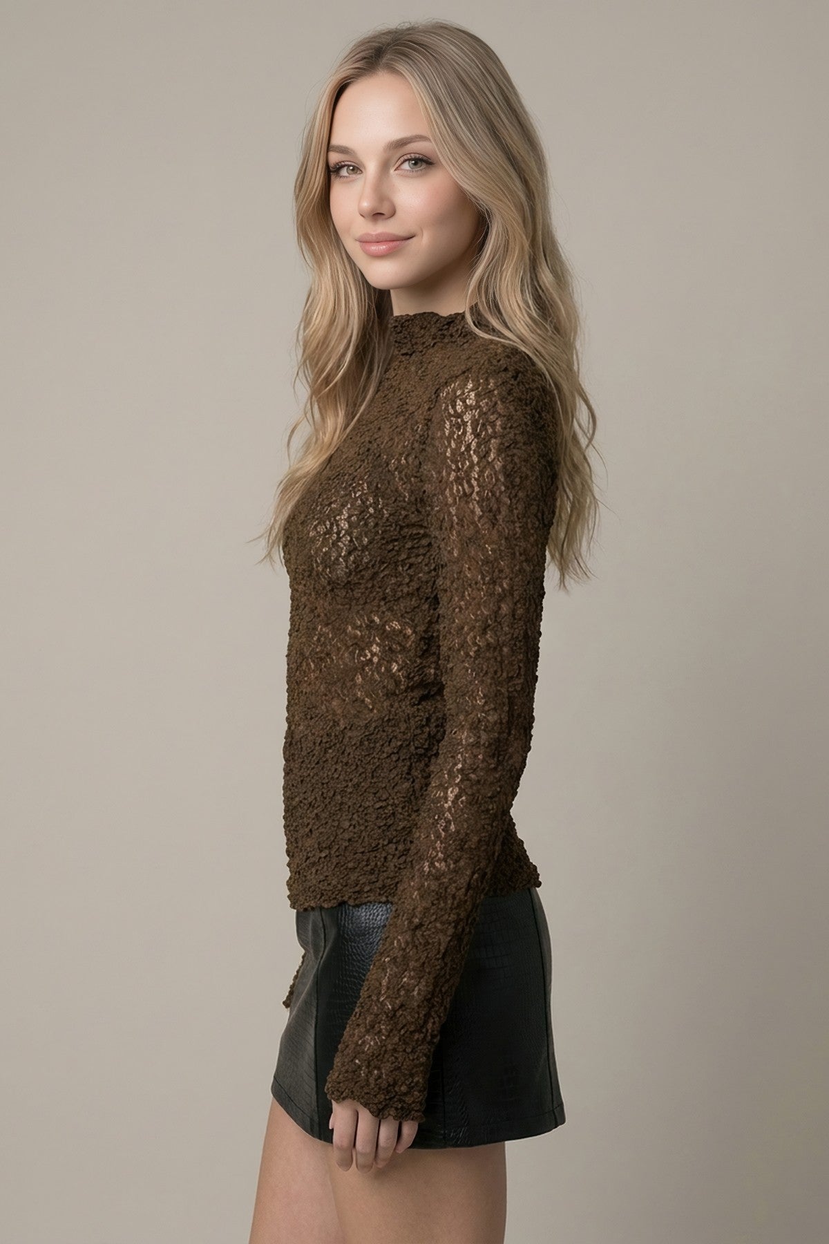 Laylani Lace Mock Neck Top