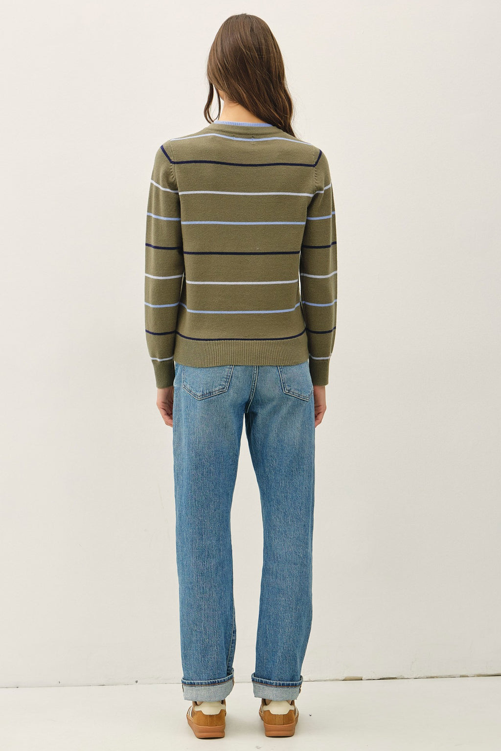 Double Layered Look Stripe Sweater