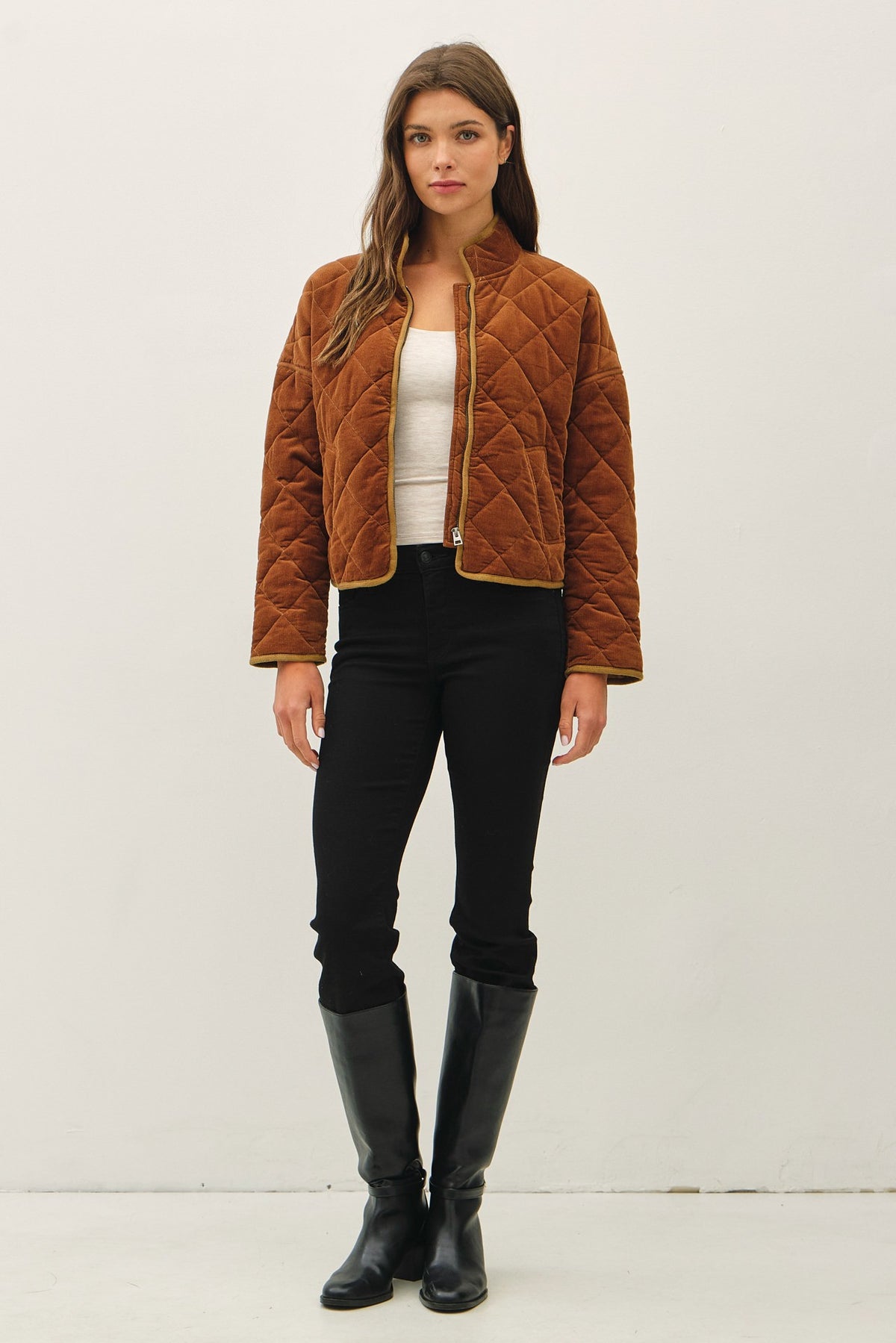 Corduroy Quilting Cropped Jacket