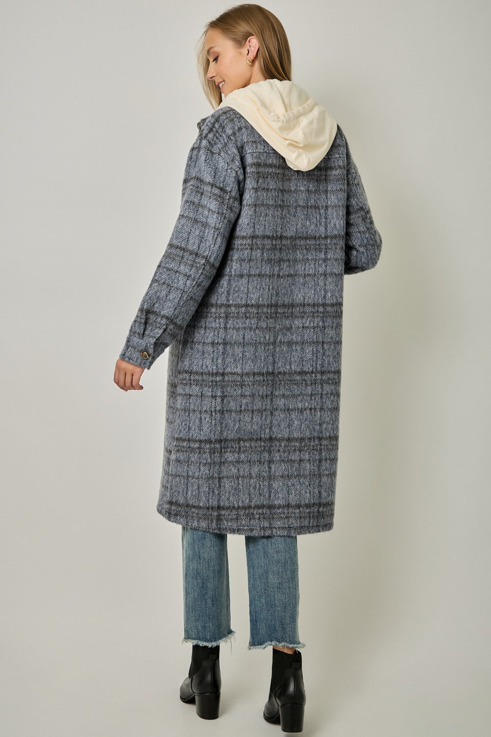 Twofer Hooded Plaid Jacket