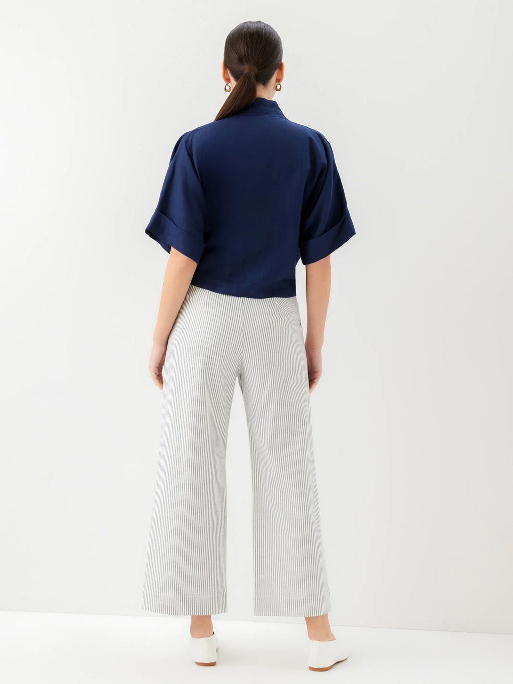 Janice Cuffed Sleeve Tie-Front Top