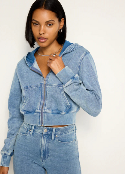 Jeanius Cropped Zip Hoodie