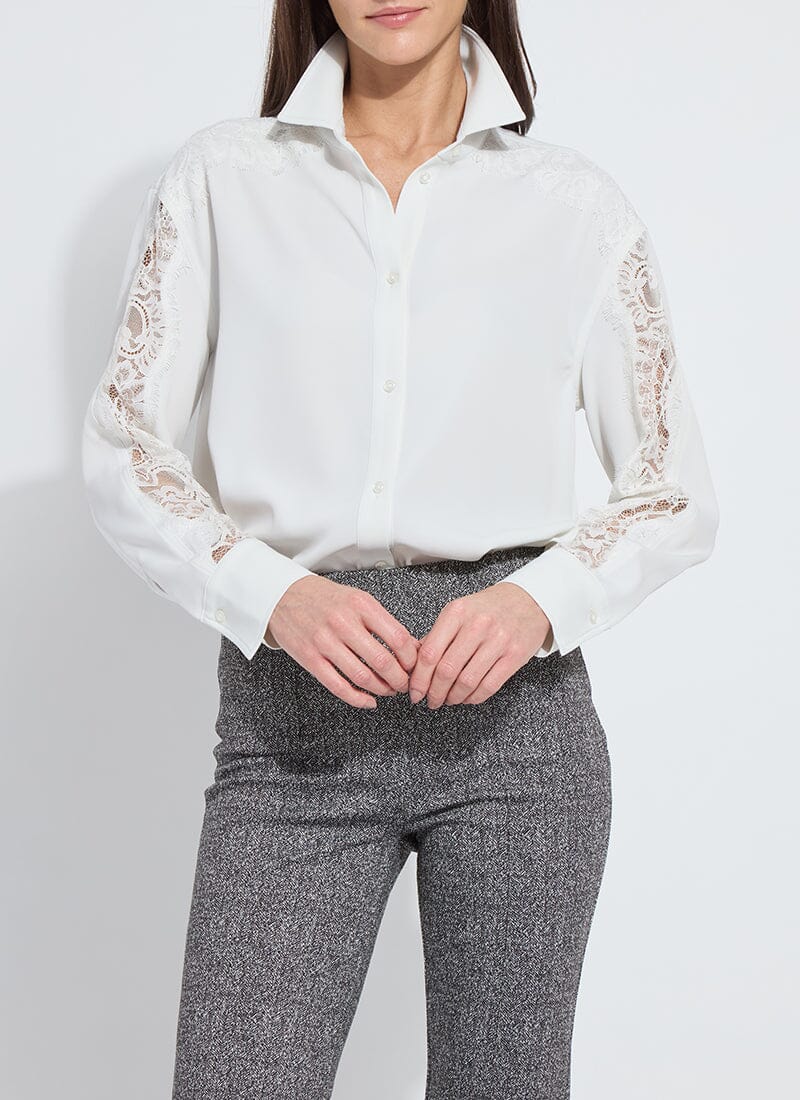 Natasha Lace Trim Button Down Shirt