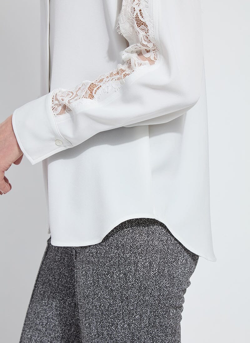 Natasha Lace Trim Button Down Shirt