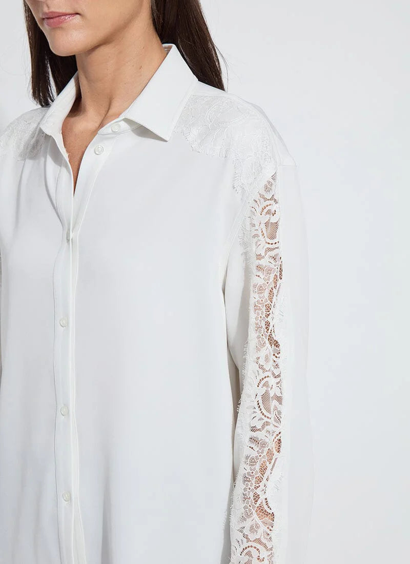 Natasha Lace Trim Button Down Shirt