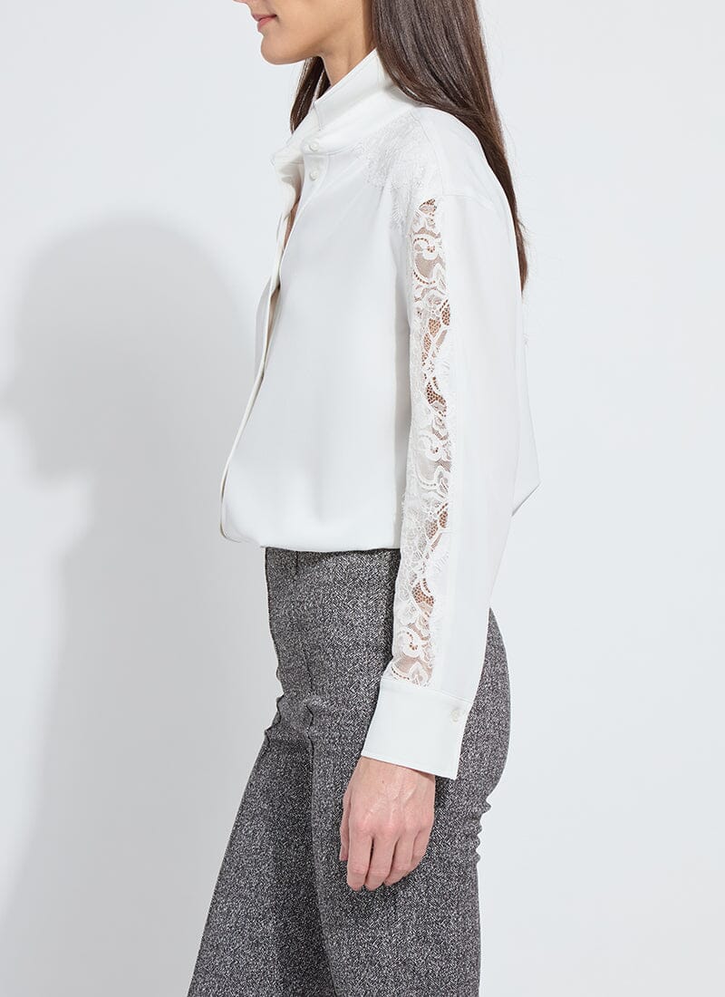 Natasha Lace Trim Button Down Shirt