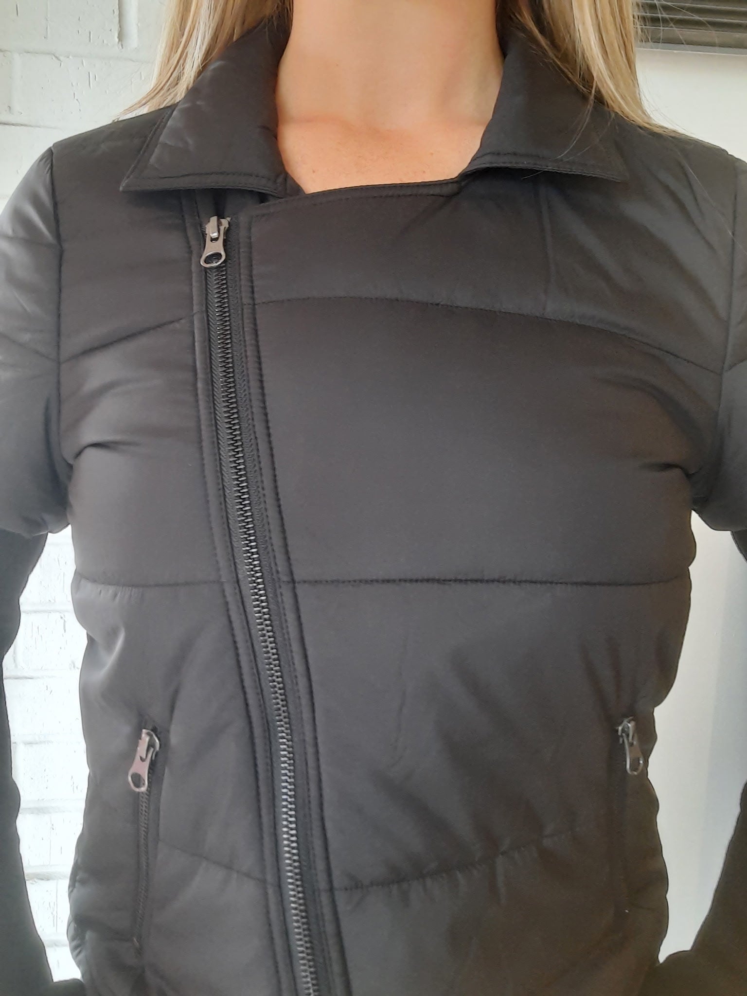 Joanna Short Sleeve Moto Sleeve Puffer