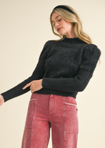 Fara Fuzzy Puff Shoulder Sweater