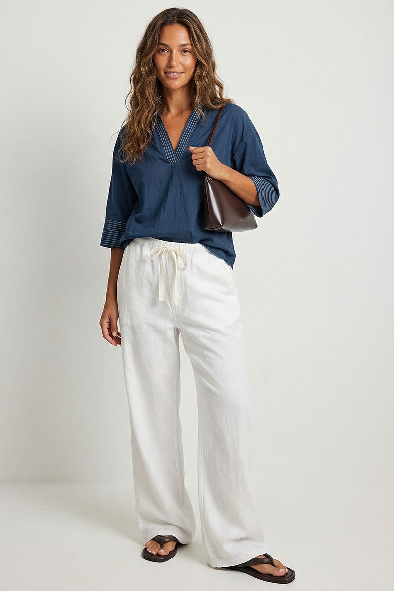 Maya Contrast Stitch Blouse - Clothes Horse